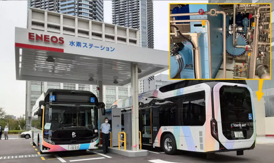 PDC’s compression systems serve a fleet of Tokyo city hydrogen fuel cell buses at the Tokyo Summer Olympic Games 2021.